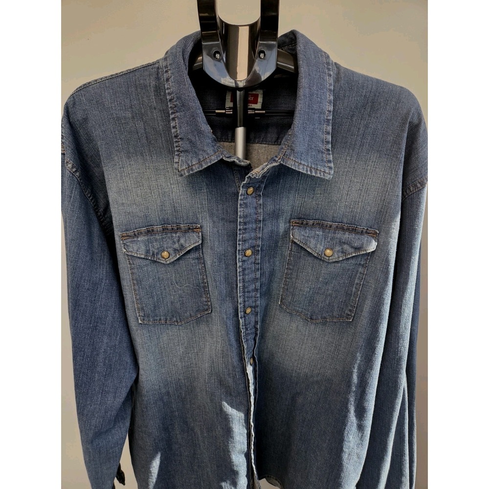 Wrangler Denim Pearl Snap Long Sleeve Shirt Size 3XL